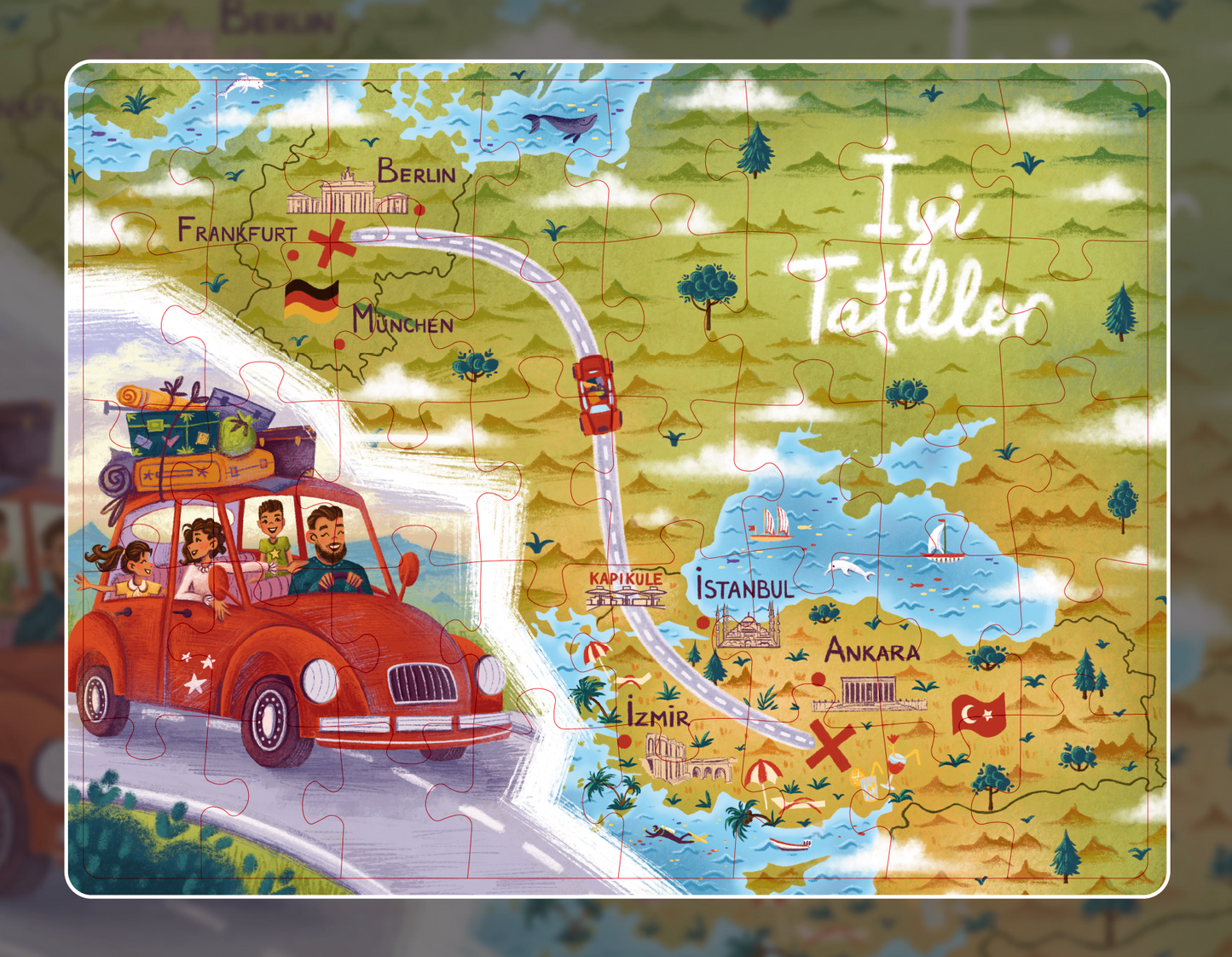 Rahmenpuzzle 'Iyi Tatiller' - Auto