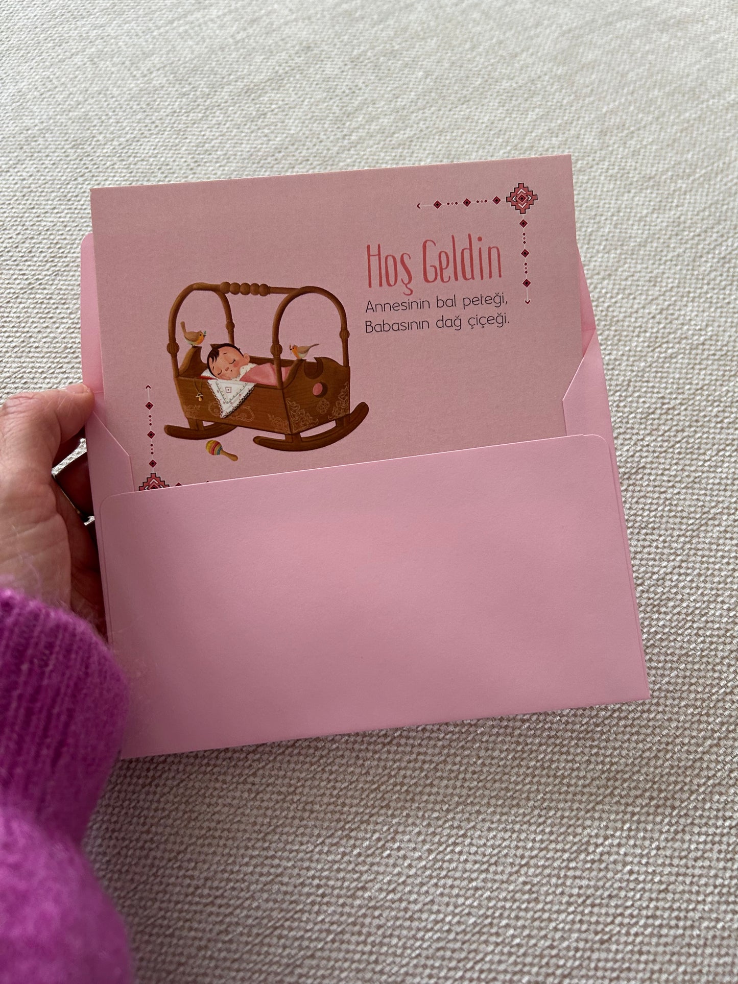 Babykarte ‘Hoş Geldin’ Rosa