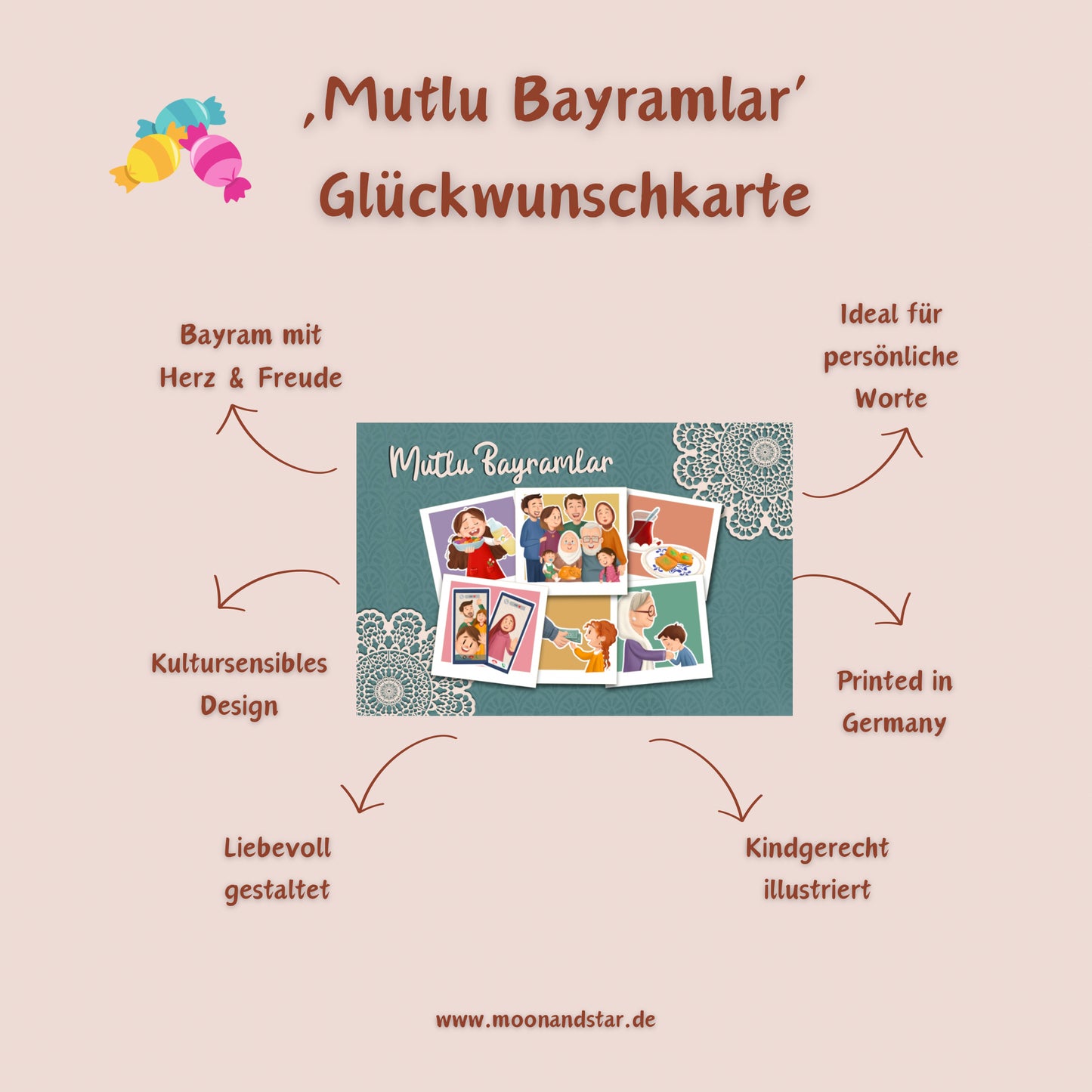Glückwunschkarte Mutlu Bayramlar 🍬
