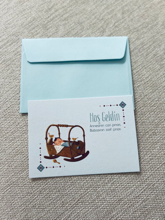 Babykarte ‘Hoş Geldin’ Blau