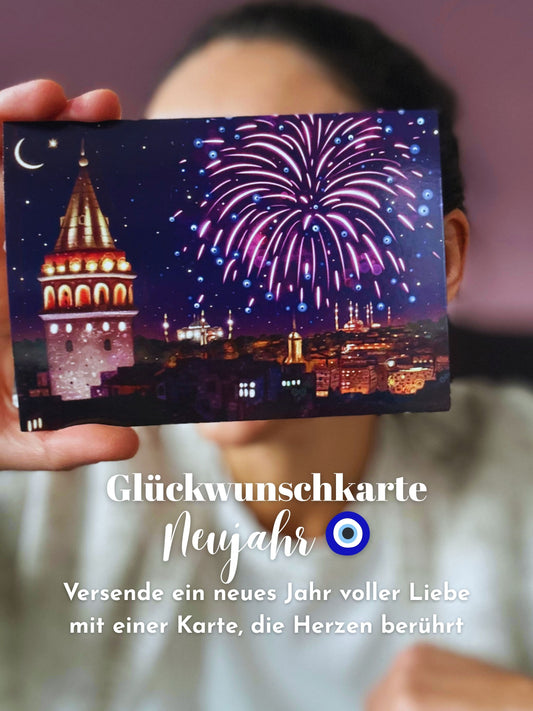 Glückwunschkarte Neujahr 'Galata-Kulesi'