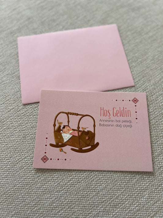 Babykarte ‘Hoş Geldin’ Rosa